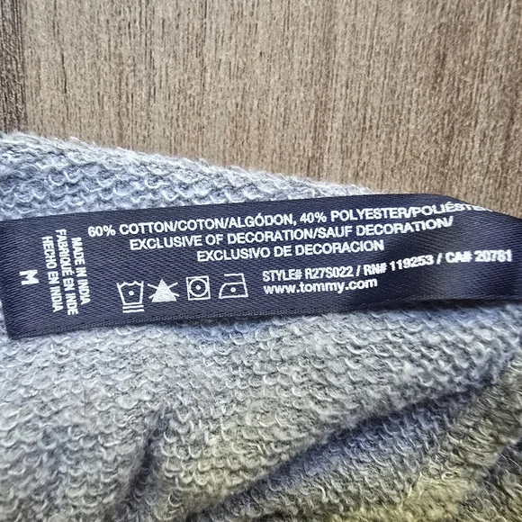 Tommy Hilfiger V-Neck Sweater in Gray with Red and Black Trim - Picture 4 of 6